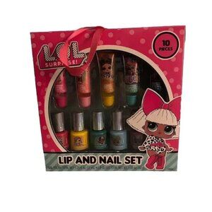 LOL Surprise 10-Piece Kids Lip Gloss and Nail Polish Beauty Gift Set